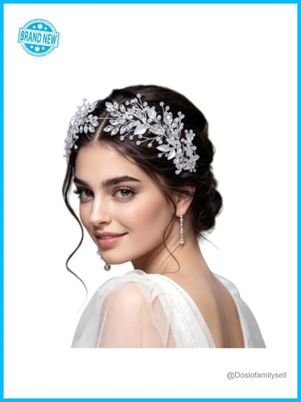 Rhinestone Crystal Leaf Headband Handmade Wedding Hair Accessory Bridal
